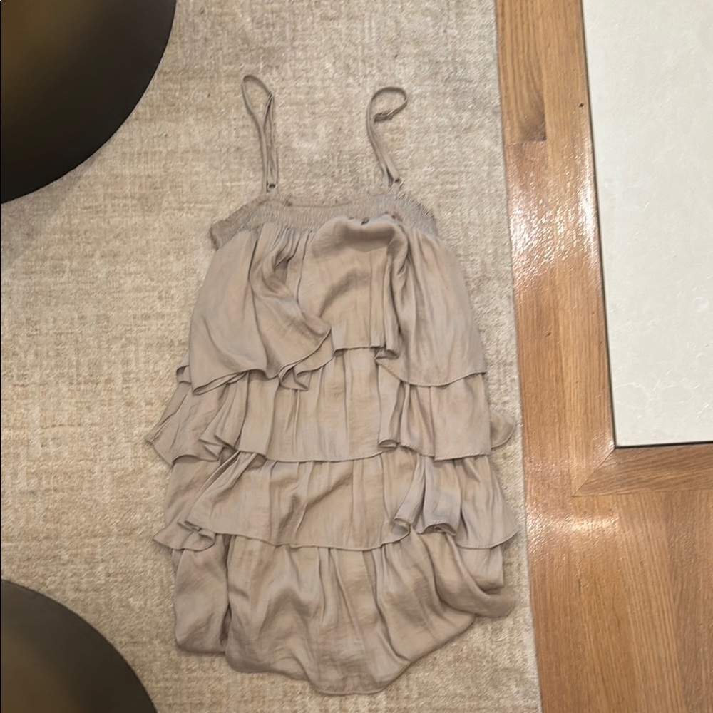 Elegant Beige Ruffle Dress